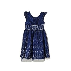 Jona Mitchell Blue Crystal Studded Tulle Holiday Formal Dress